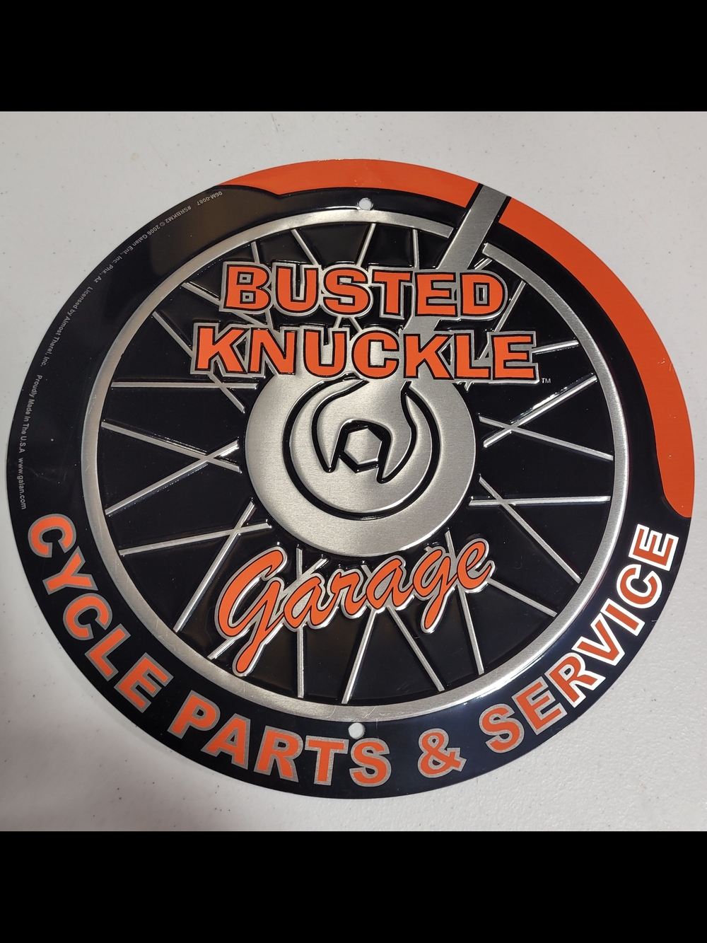 Orange & Black Cycle Parts Wall Decor Sign